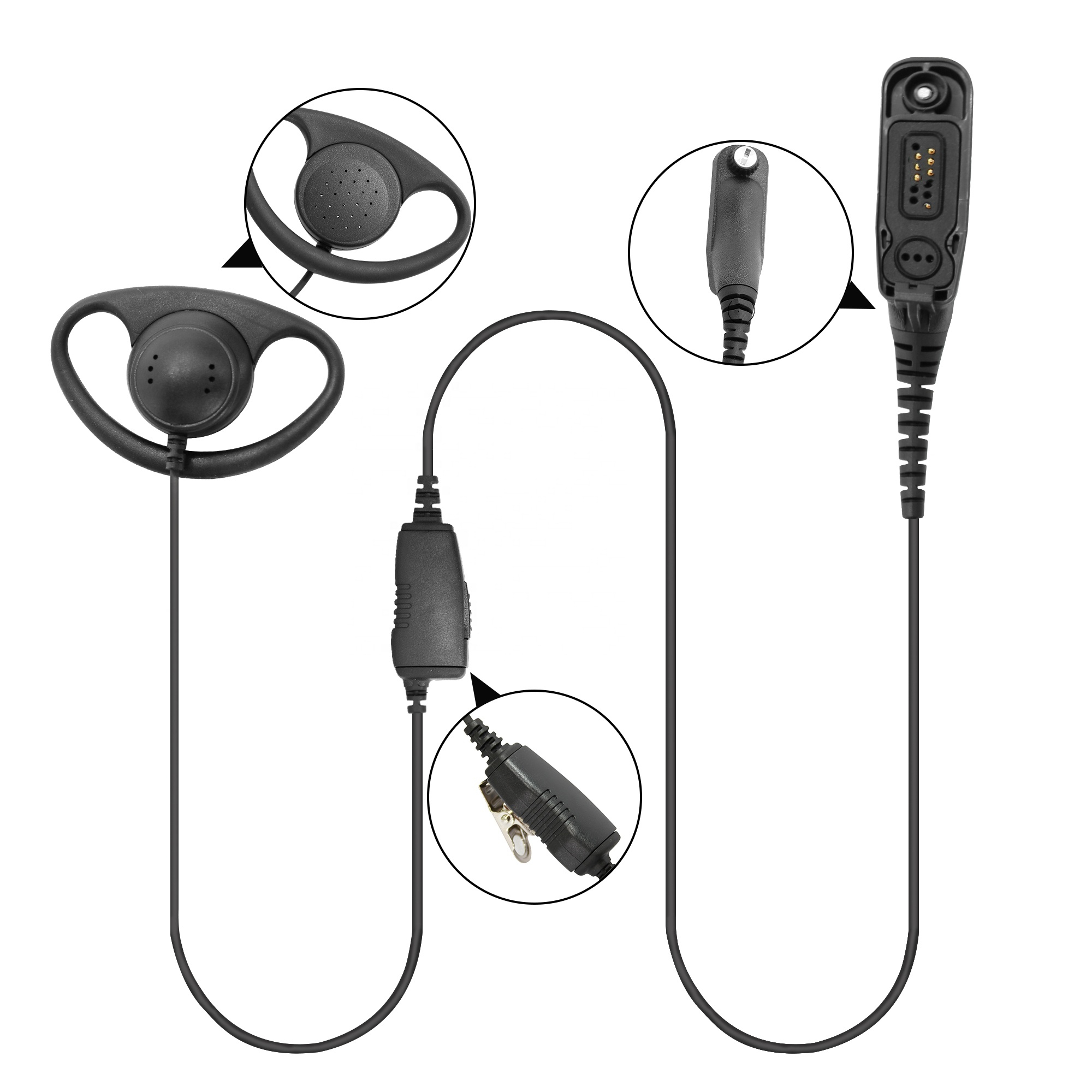 D-Style Earset with In-line PTT For Motorola DGP8000