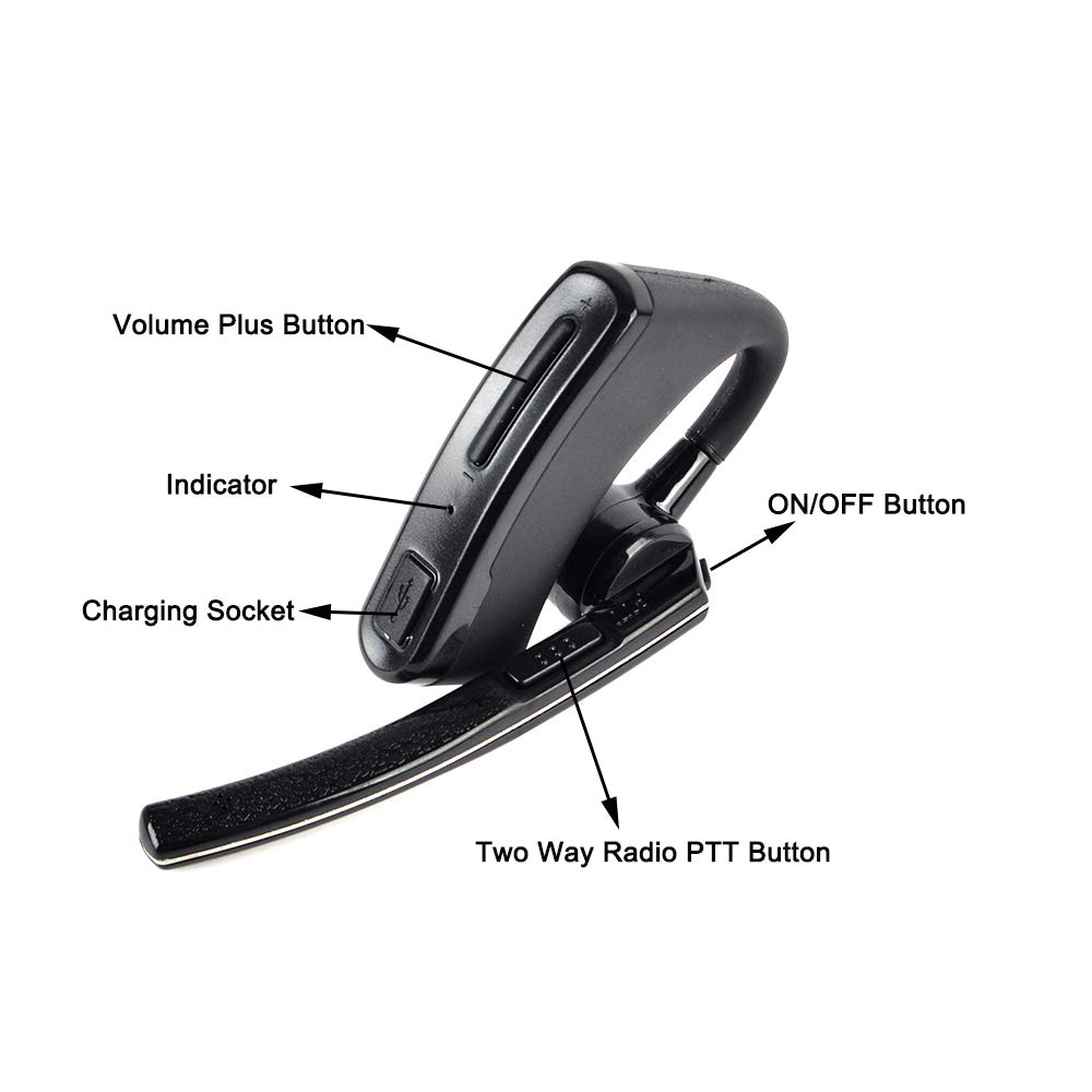 Bluetooth Headset with Wireless PTT for Motorola Radio CP200